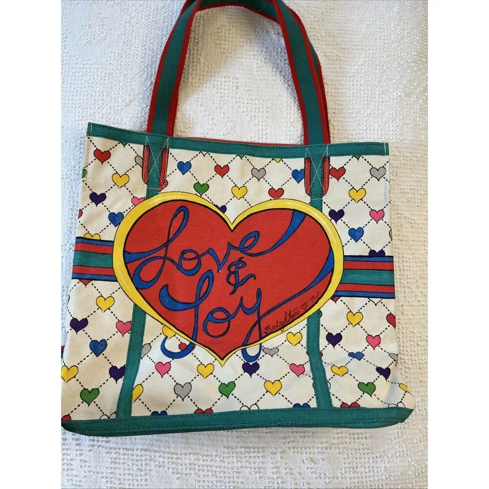 Brighton Love Joy Canvas Heart Tote Bag Joy Heart Tag Christmas Elf Shopping